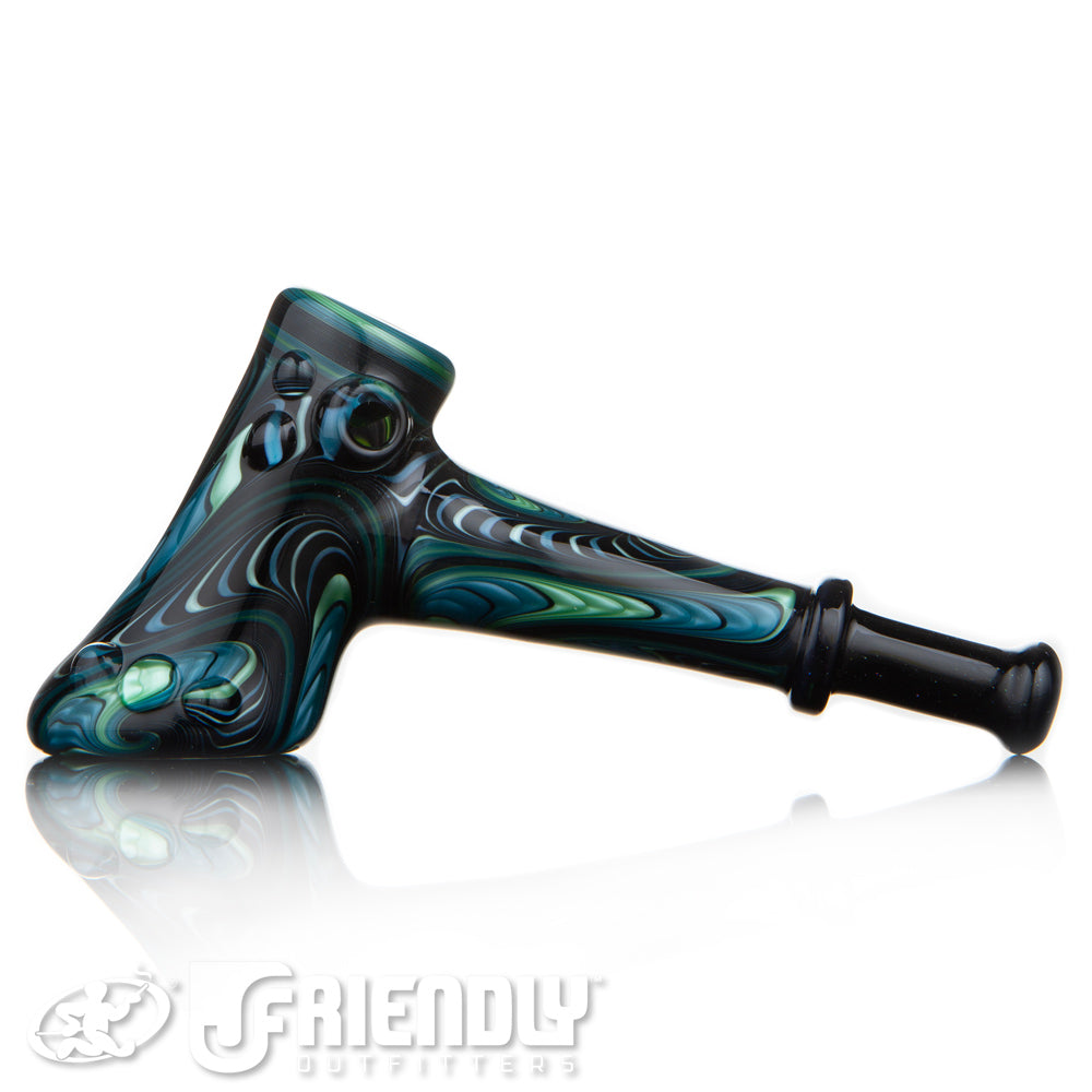 Fat Bottom Glass Green Black and Blue Off Axis Hammer