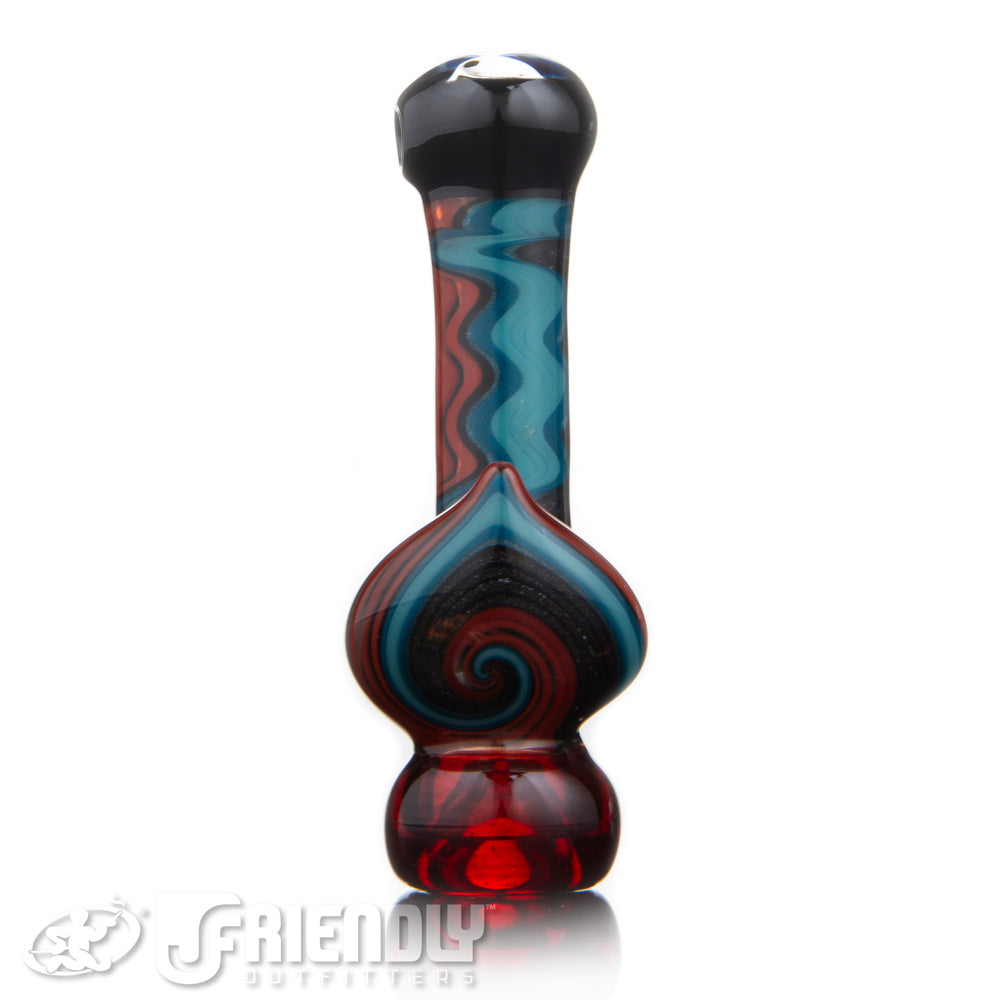 Mike Fro Glass Worked Red & Blue Chillum