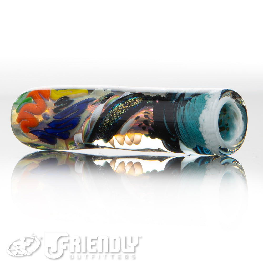 Oregon J Glass Thick Fumed Dichro Lime and Orange Chillum #29