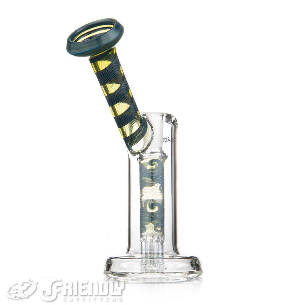 Leisure Glass Worked 14mm Mini 8 Arm Bubbler w/ Green and Blue Accents