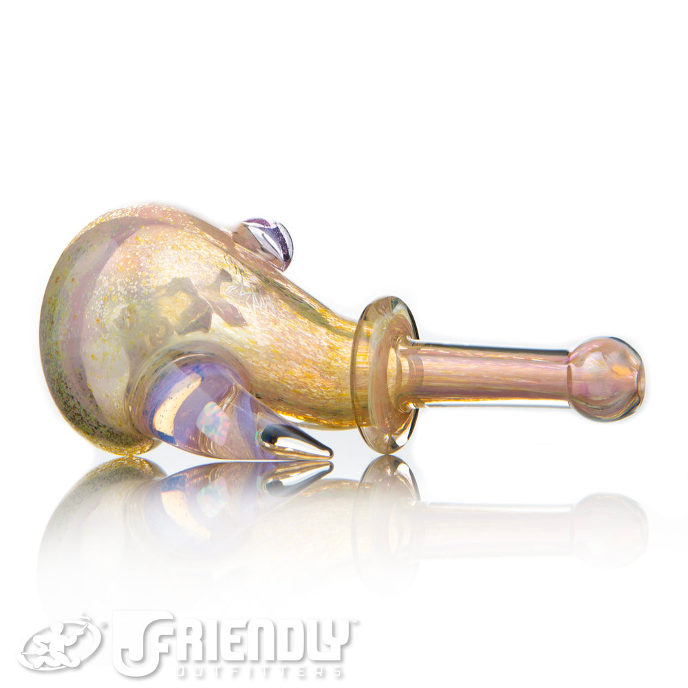 Amar Glass Fumed Spoon w/ Horn and Encased Opal