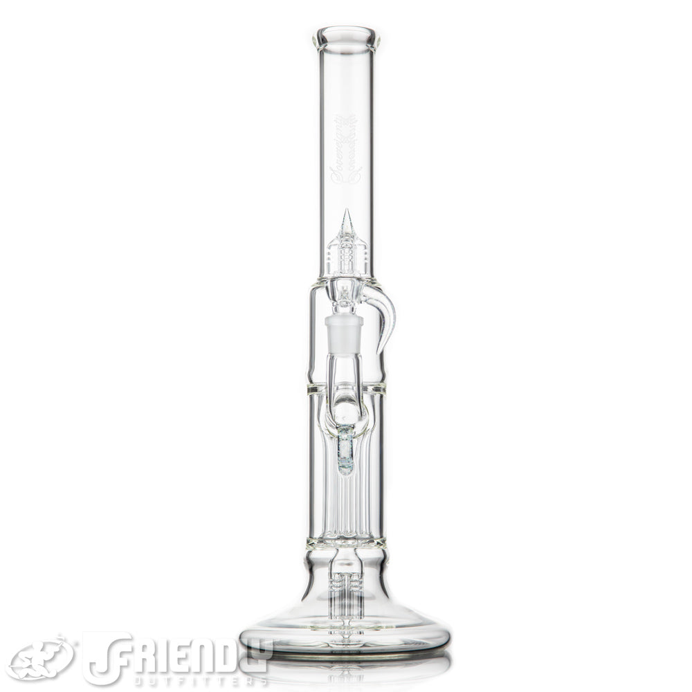 Sovereignty Glass Hollow Foot 4 Arm Pillar w/Crushed Opal Accents