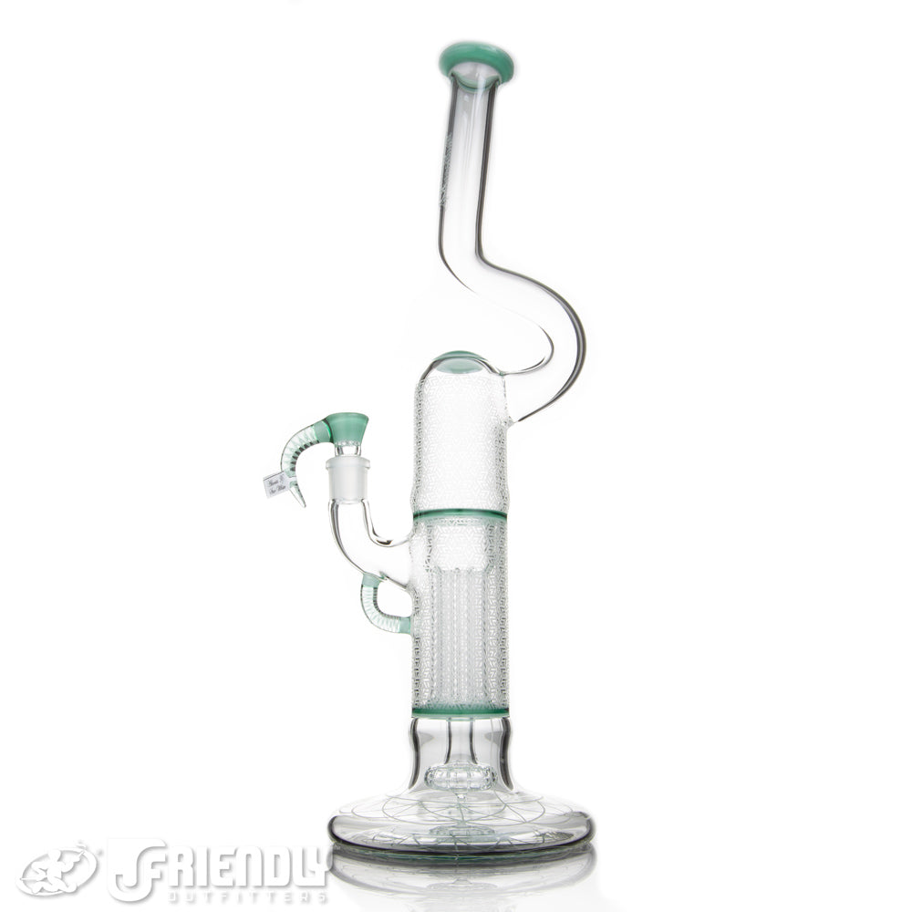 Sovereignty Glass Full Size Natty Neck Hollow Foot Peyote Pillar w/Full Atlantis/Starlight Accents and Blasted Patterns