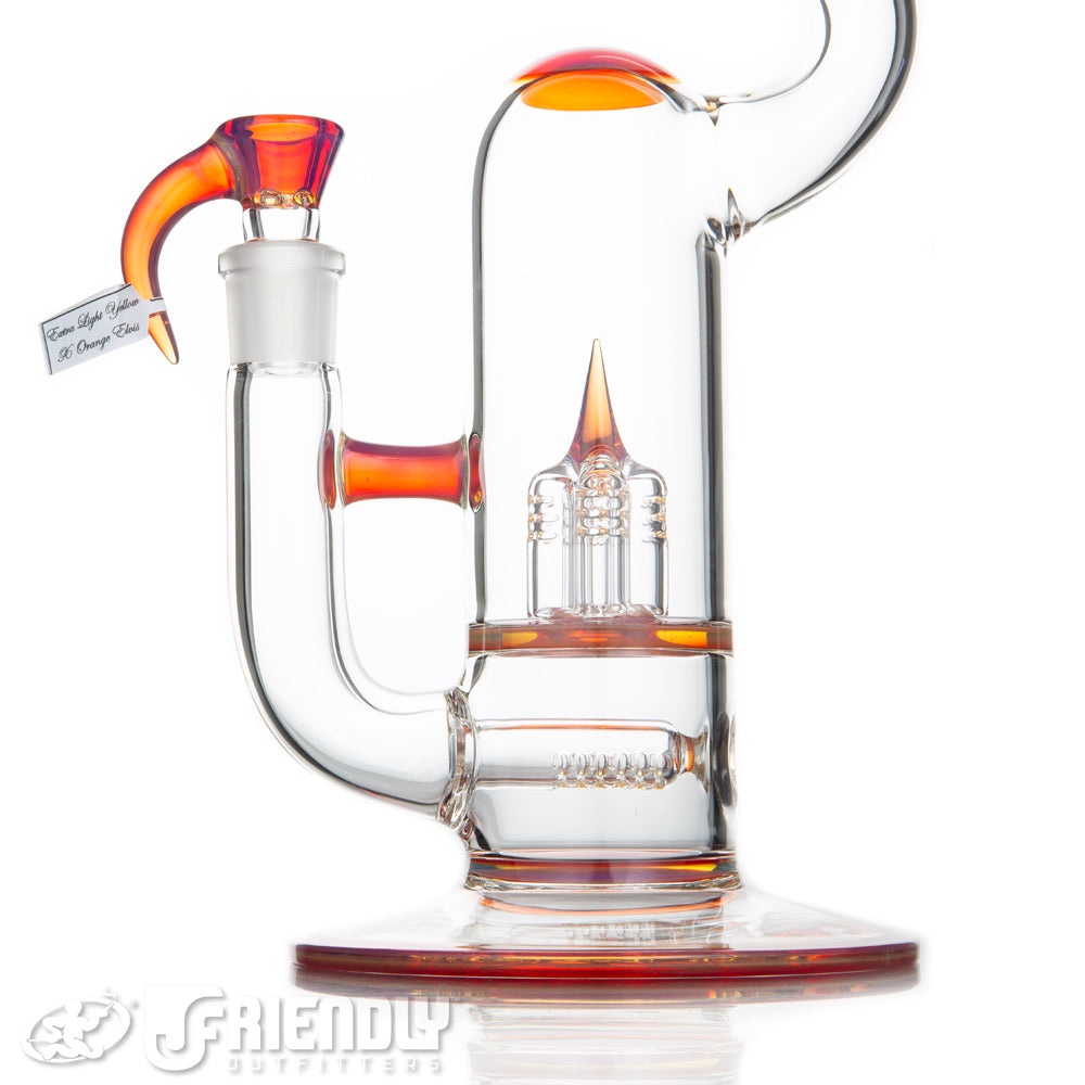 Sovereignty Glass Natty Neck 60mm Downgrid Stemline to Inv.4 w/Full Extra Light Yellow x Orange Elvis Accents