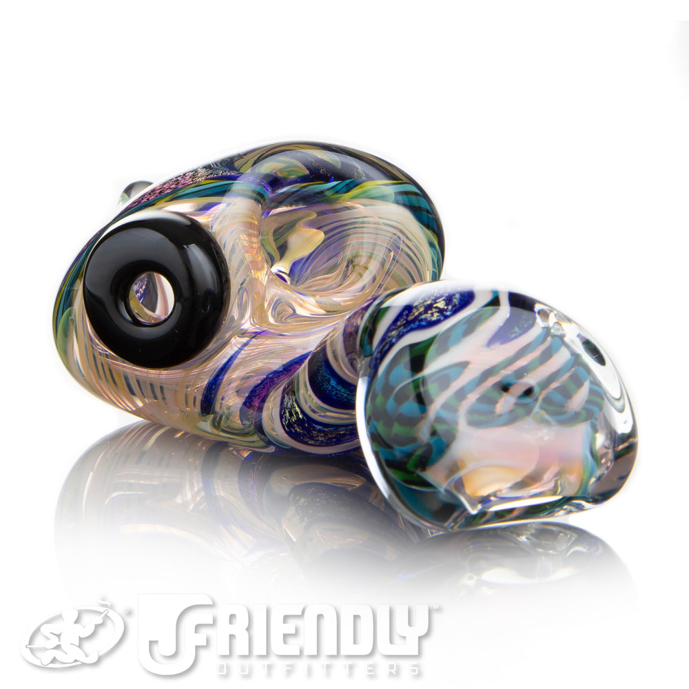 Talent Glass Tear Drop Dichro Flower Sherlock w/ Green & Blue Accents