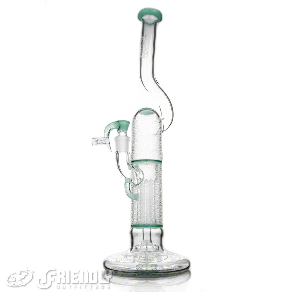 Sovereignty Glass Full Size Natty Neck Hollow Foot Peyote Pillar w/Full Atlantis/Starlight Accents and Blasted Patterns
