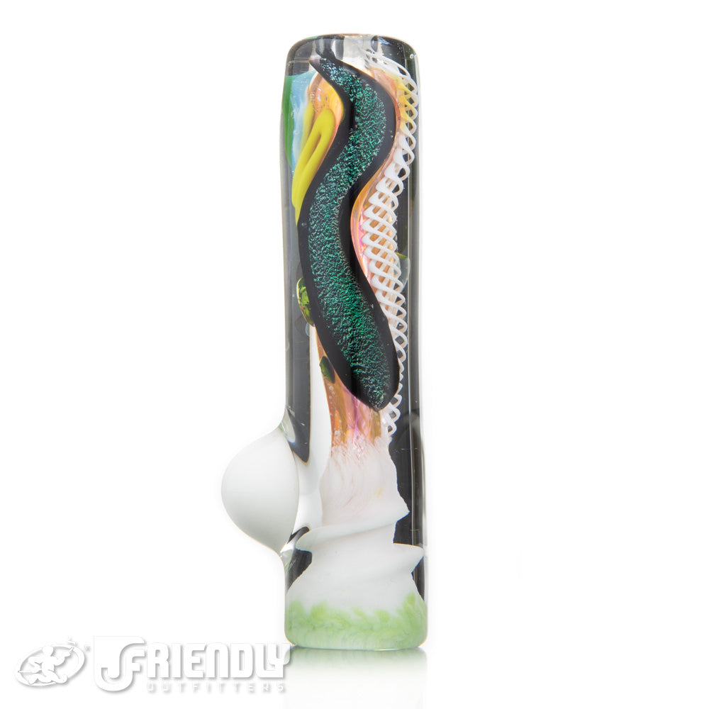 Oregon J Glass Thick White and Lime Chillum #15