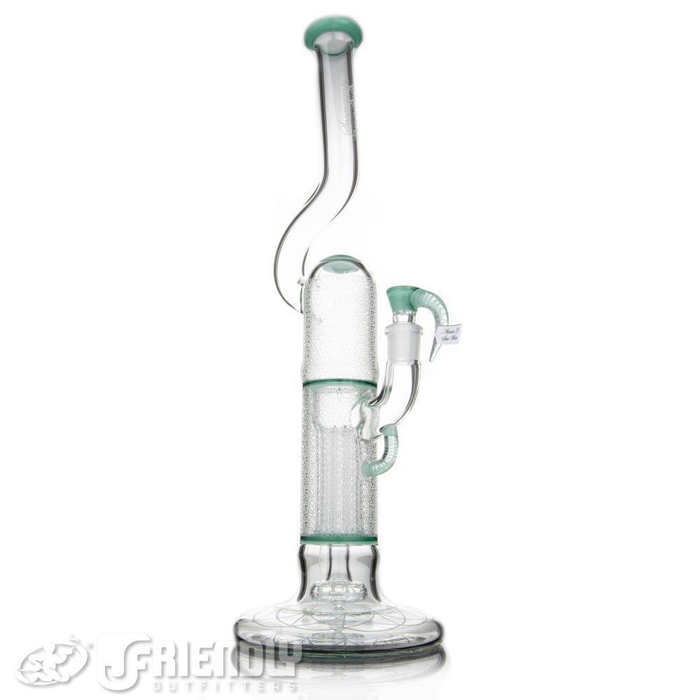 Sovereignty Glass Full Size Natty Neck Hollow Foot Peyote Pillar w/Full Atlantis/Starlight Accents and Blasted Patterns
