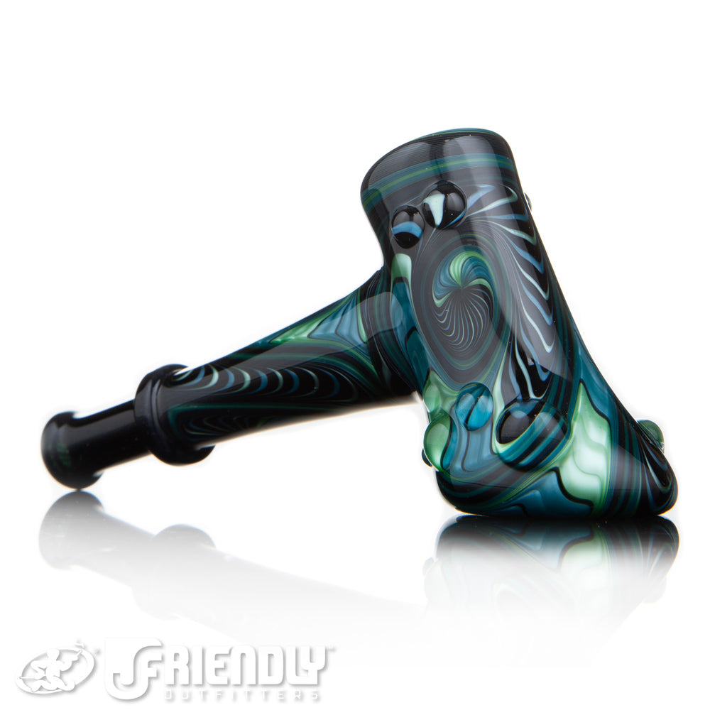 Fat Bottom Glass Green Black and Blue Off Axis Hammer