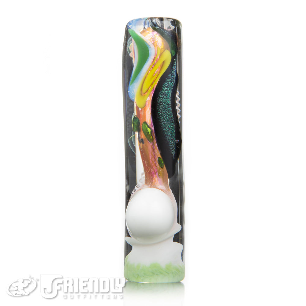 Oregon J Glass Thick White and Lime Chillum #15