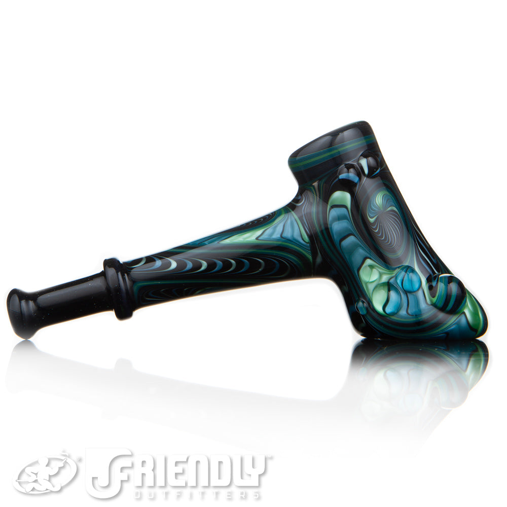 Fat Bottom Glass Green Black and Blue Off Axis Hammer