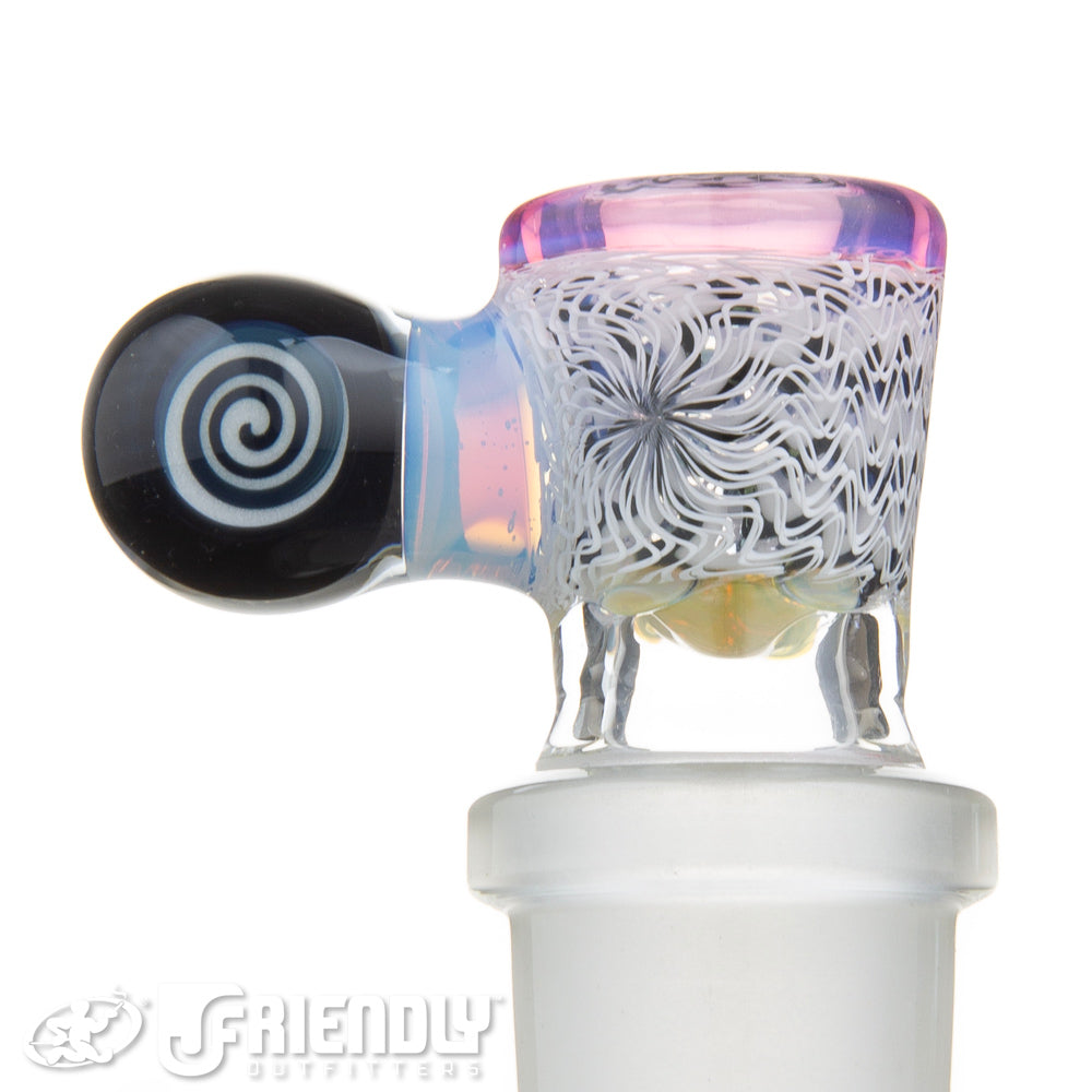 Jareds Glass 18mm 4 Hole Black and White Hypnotech Slide #60