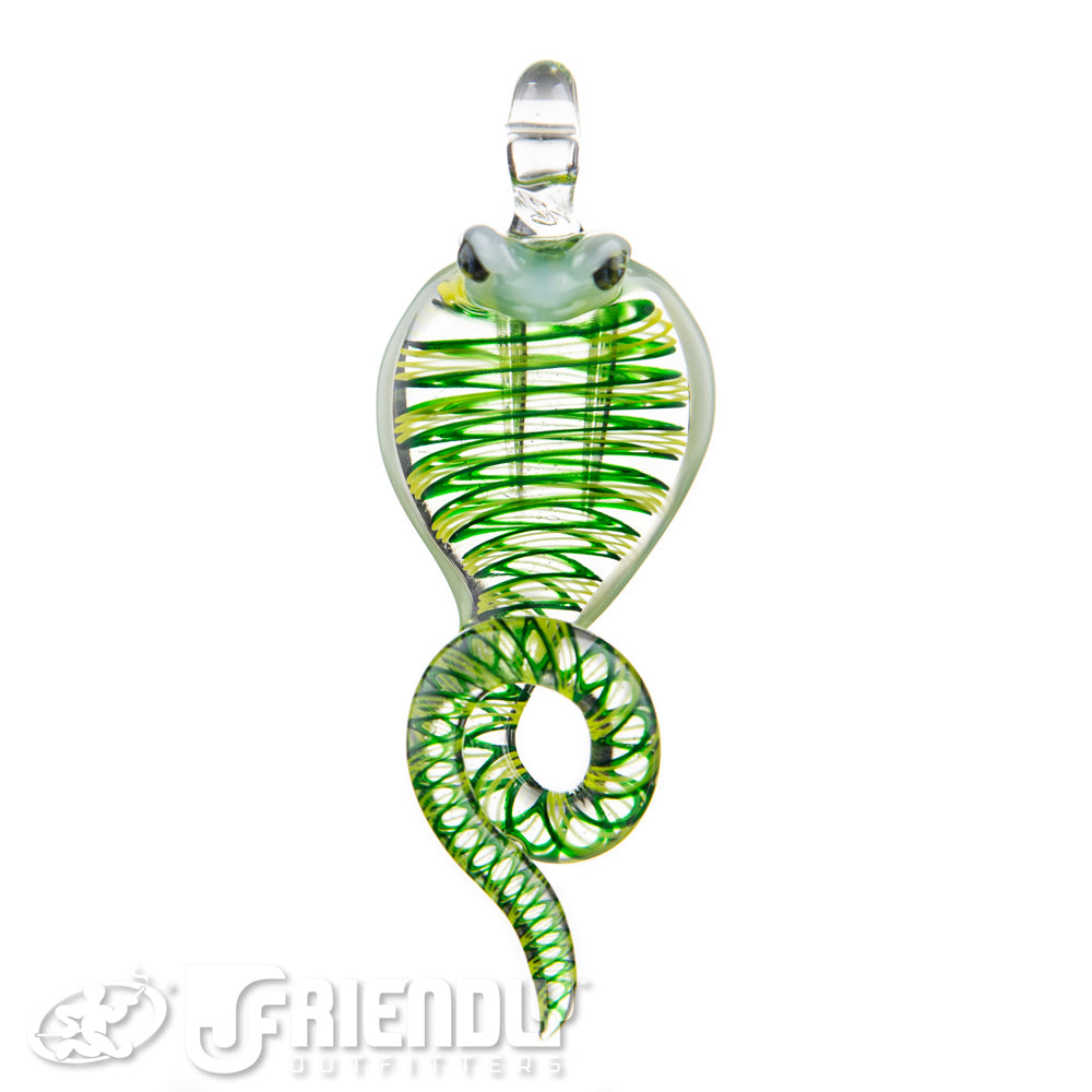 Mako Glass Green, Yellow & White Snake Dabber Pendant