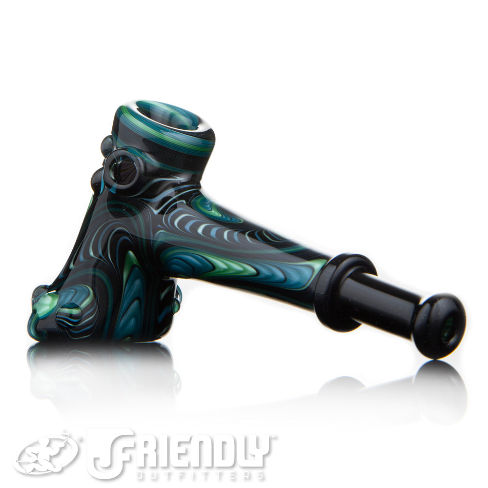 Fat Bottom Glass Green Black and Blue Off Axis Hammer