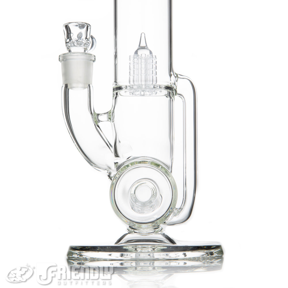 Leisure Glass 18mm Mini 10 Inline Recycler Tube w/ Script Label
