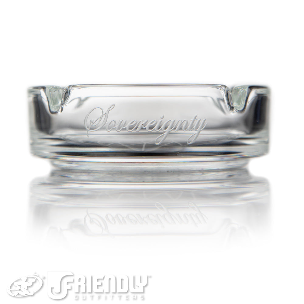 Sovereignty Glass Circular Ashtray w/ Blasted Pattern #3