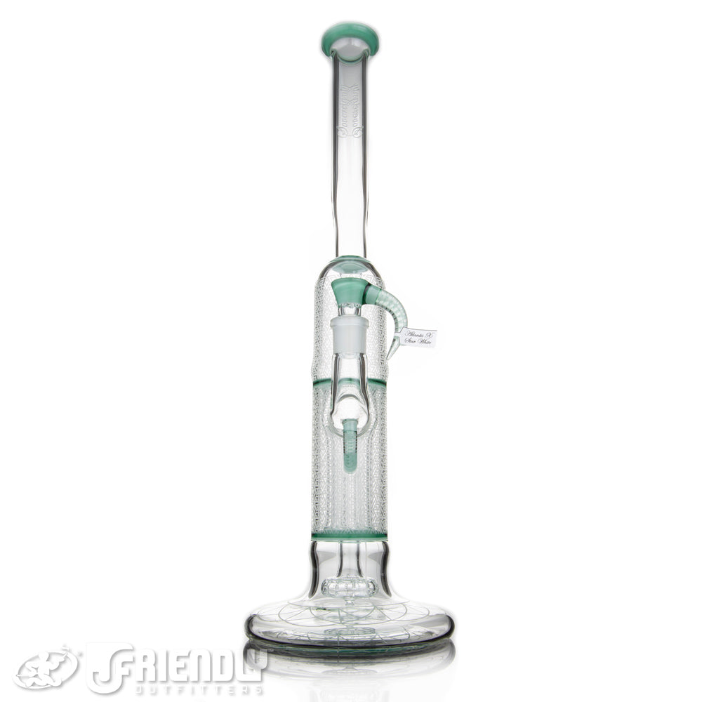 Sovereignty Glass Full Size Natty Neck Hollow Foot Peyote Pillar w/Full Atlantis/Starlight Accents and Blasted Patterns
