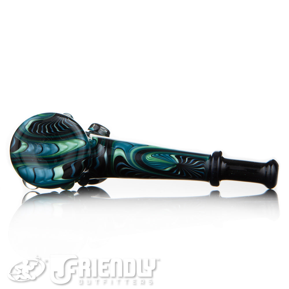 Fat Bottom Glass Green Black and Blue Off Axis Hammer