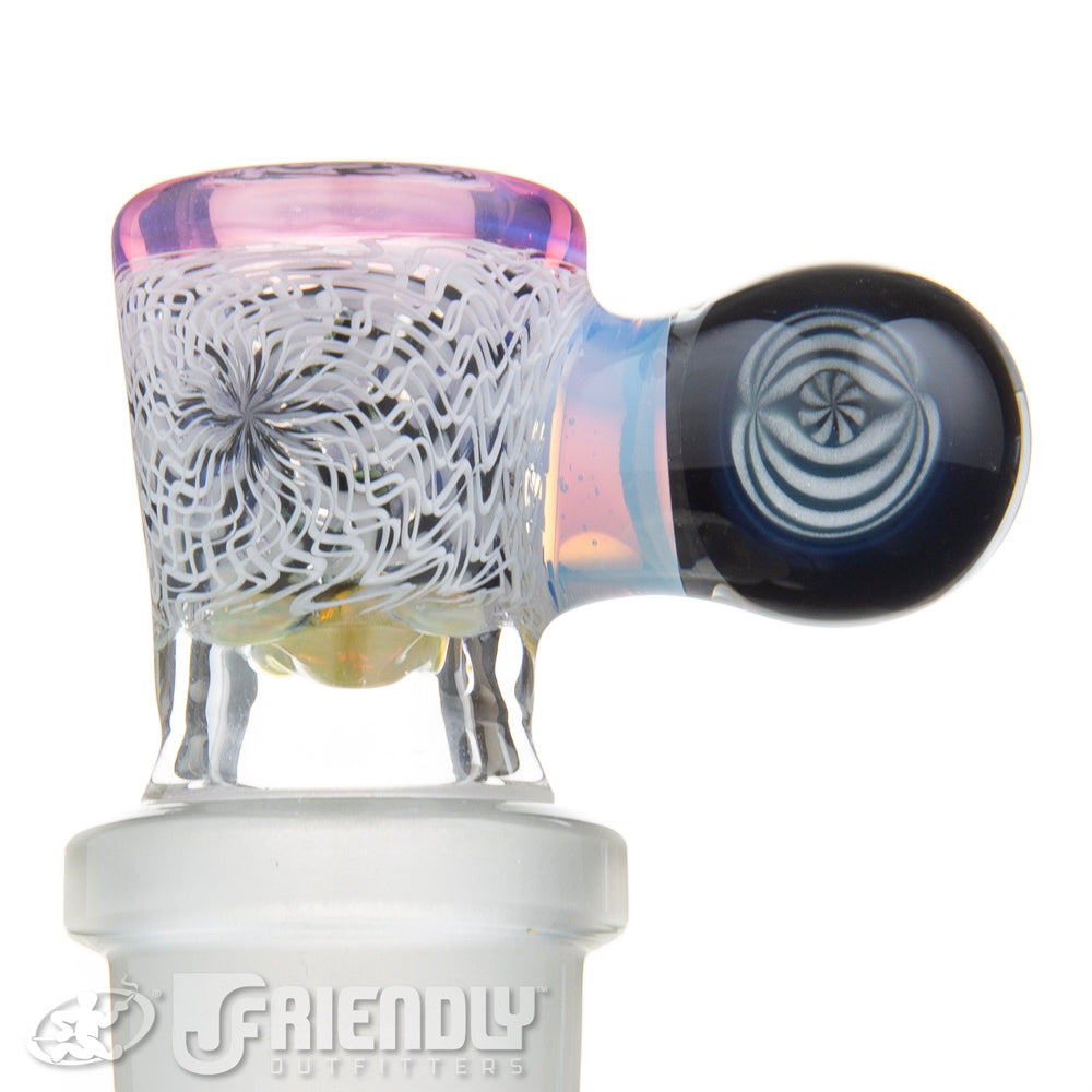 Jareds Glass 18mm 4 Hole Black and White Hypnotech Slide #60