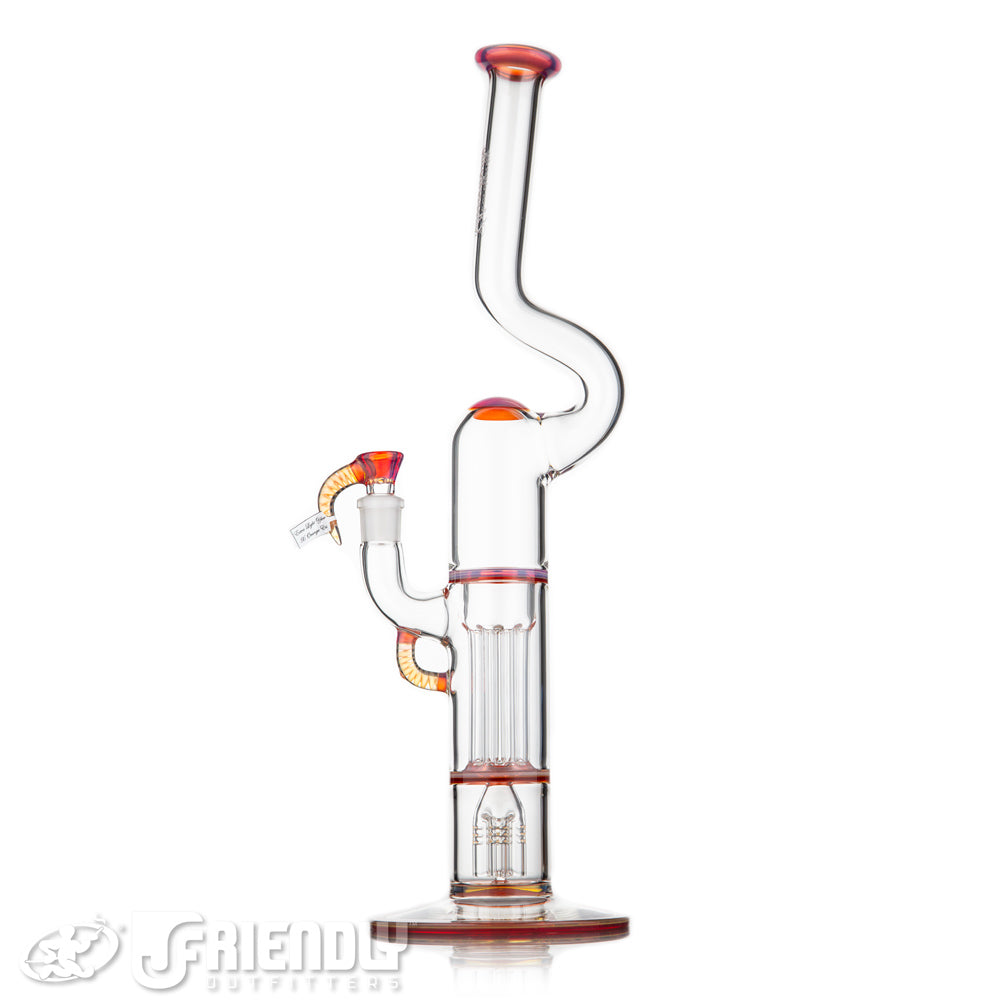 Sovereignty Glass Natty Neck 4 Arm Pillar w/ Full Extra Light Yellow x Orange Elvis Accents and Seals