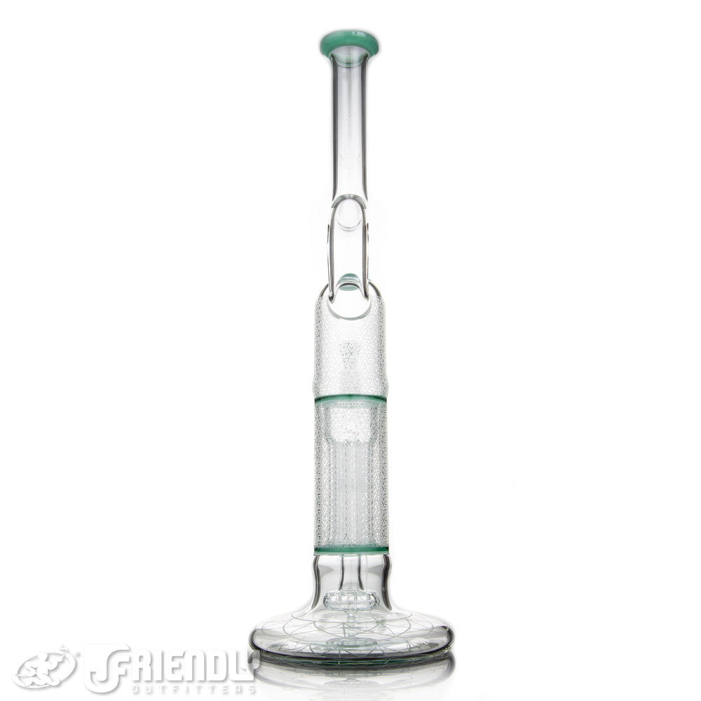 Sovereignty Glass Full Size Natty Neck Hollow Foot Peyote Pillar w/Full Atlantis/Starlight Accents and Blasted Patterns