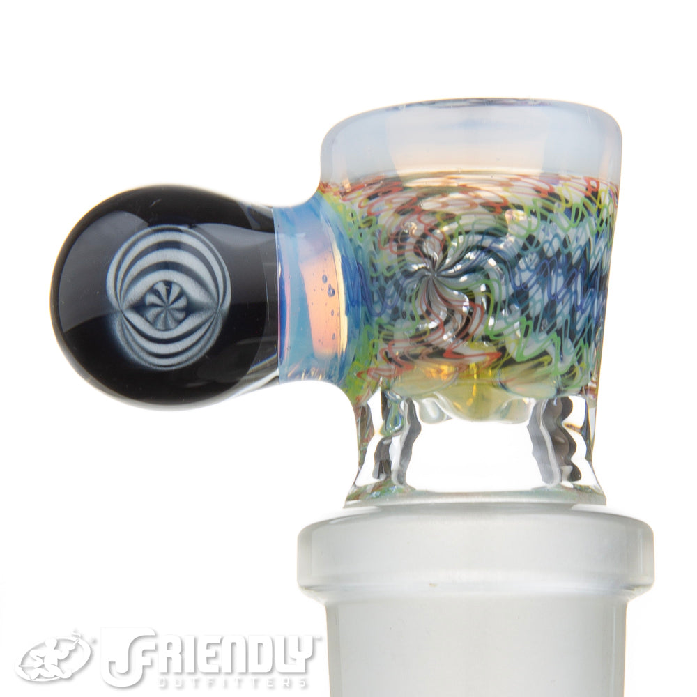 Jareds Glass 18mm 4 Hole Rainbow Hypnotech Slide #61