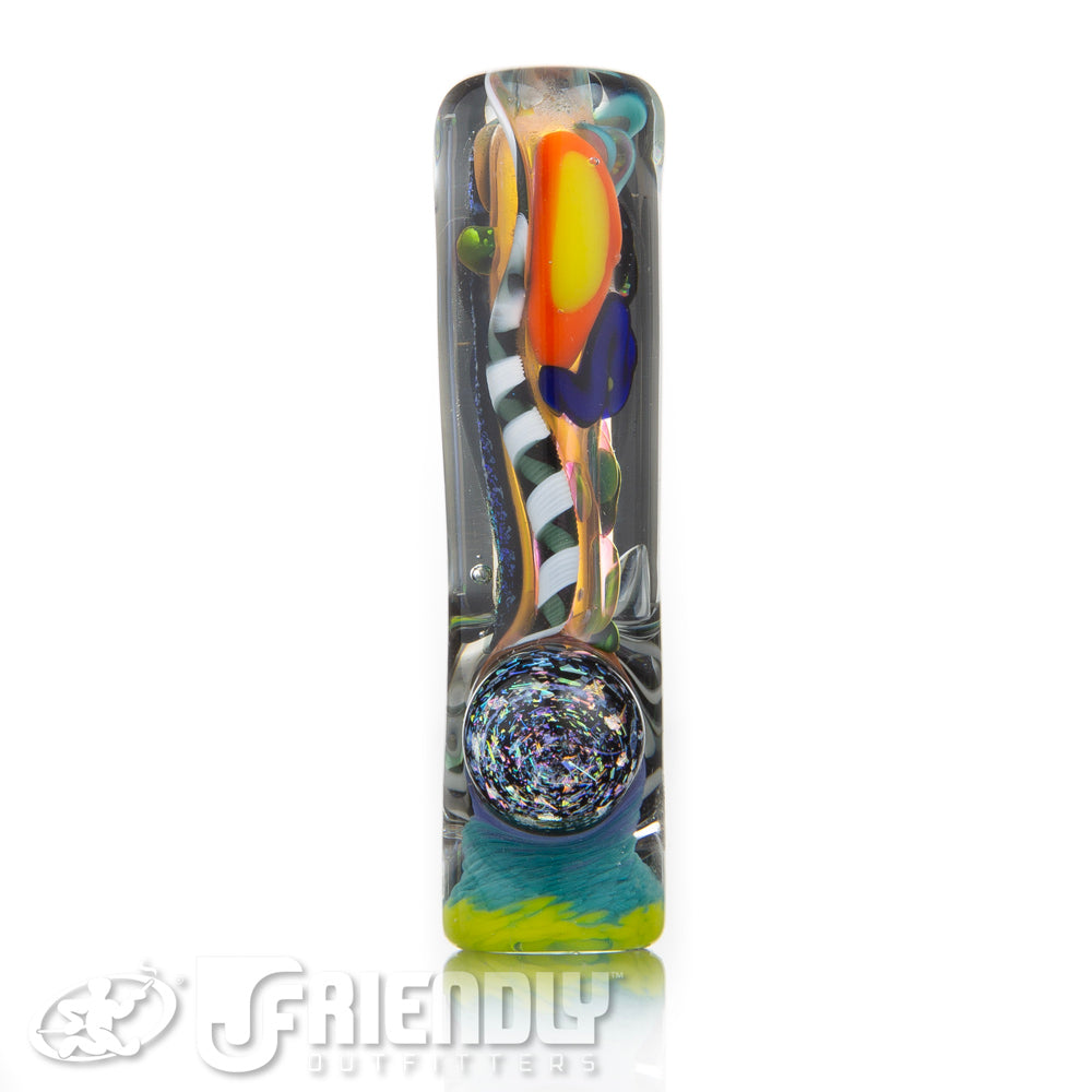 Oregon J Glass Thick Fumed Dichro Aqua and Lime Chillum #27