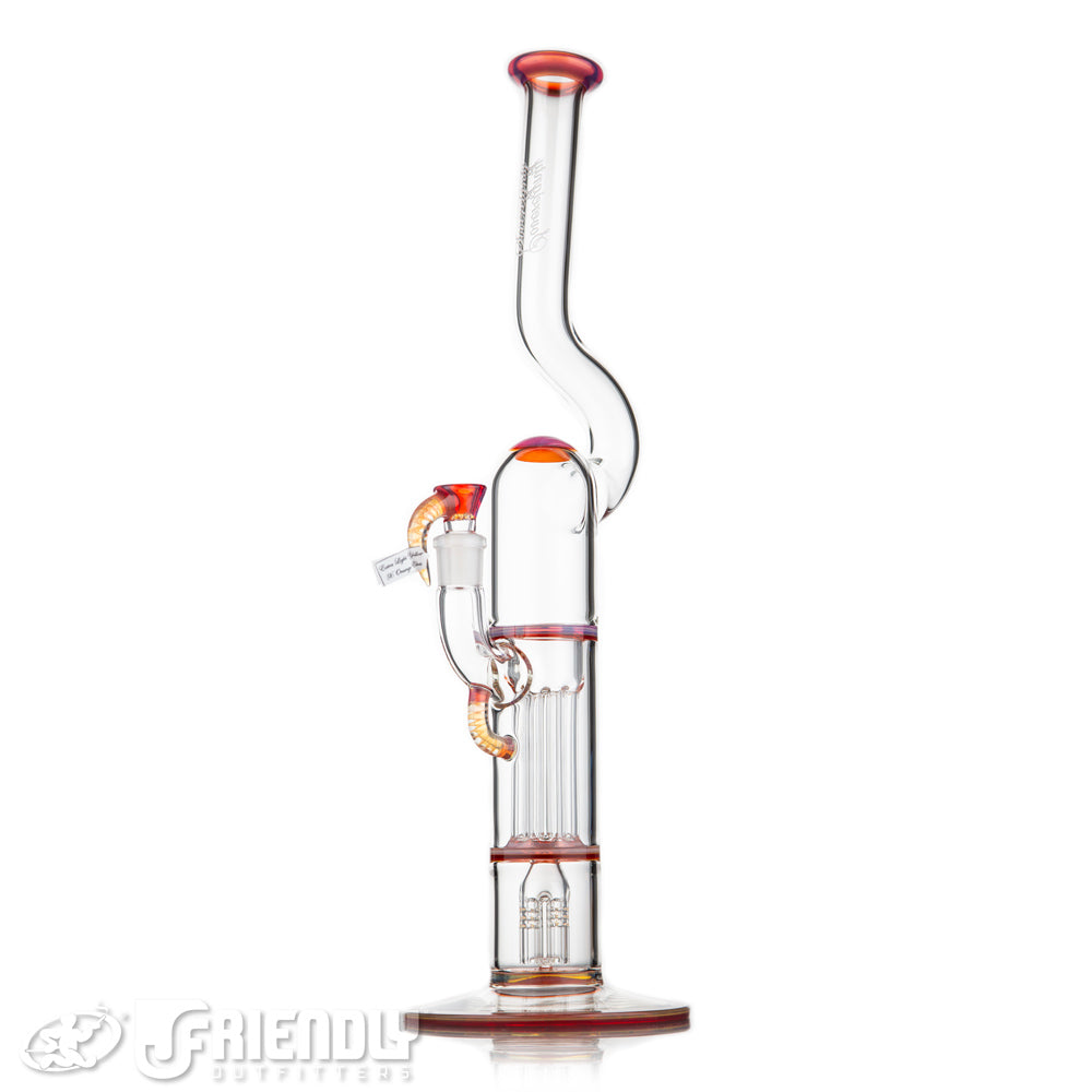 Sovereignty Glass Natty Neck 4 Arm Pillar w/ Full Extra Light Yellow x Orange Elvis Accents and Seals
