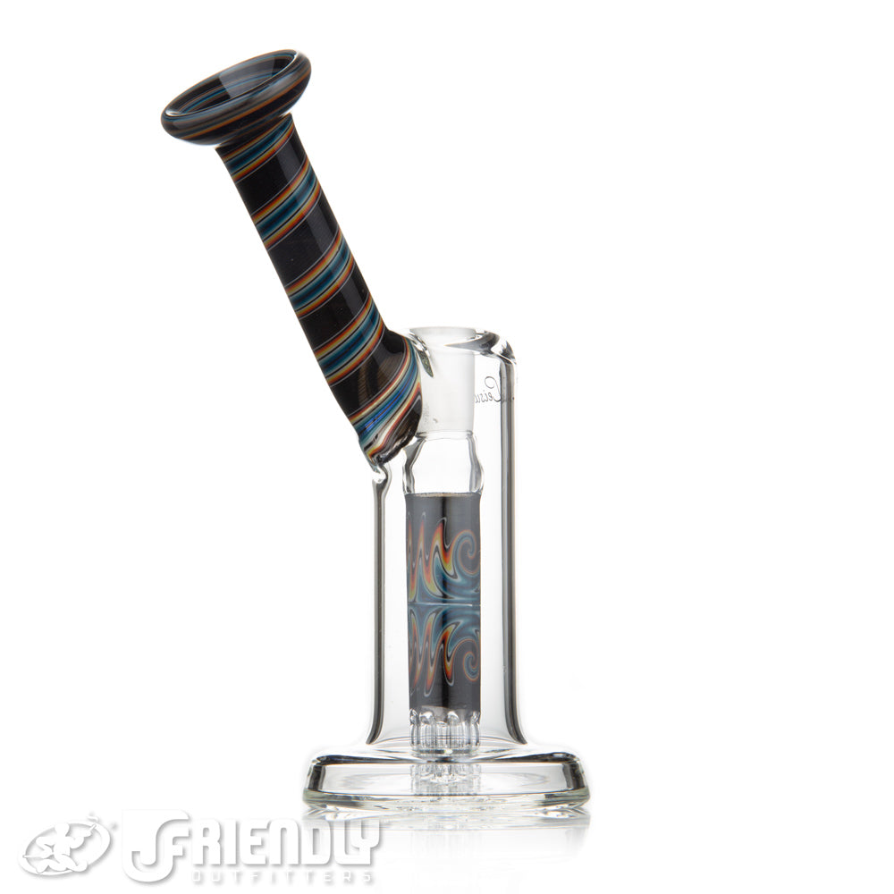 Leisure Glass Worked 14mm Mini 8 Arm Bubbler w/ Black & Rainbow Section