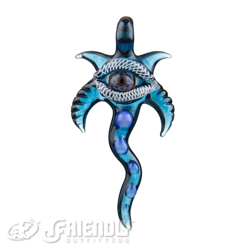 Mako Glass Blue Eyeball Dabber Pendant