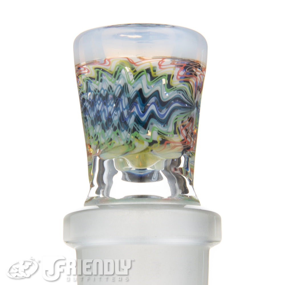 Jareds Glass 18mm 4 Hole Rainbow Hypnotech Slide #61