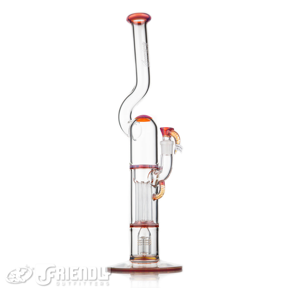 Sovereignty Glass Natty Neck 4 Arm Pillar w/ Full Extra Light Yellow x Orange Elvis Accents and Seals
