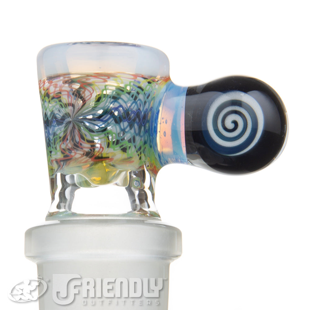 Jareds Glass 18mm 4 Hole Rainbow Hypnotech Slide #61
