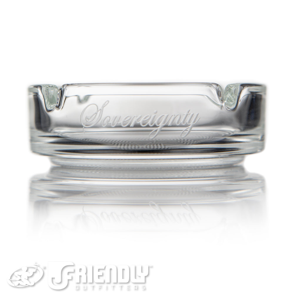 Sovereignty Glass Circular Ashtray w/ Blasted Pattern #4