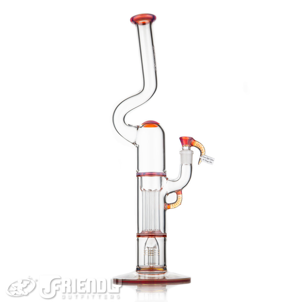 Sovereignty Glass Natty Neck 4 Arm Pillar w/ Full Extra Light Yellow x Orange Elvis Accents and Seals