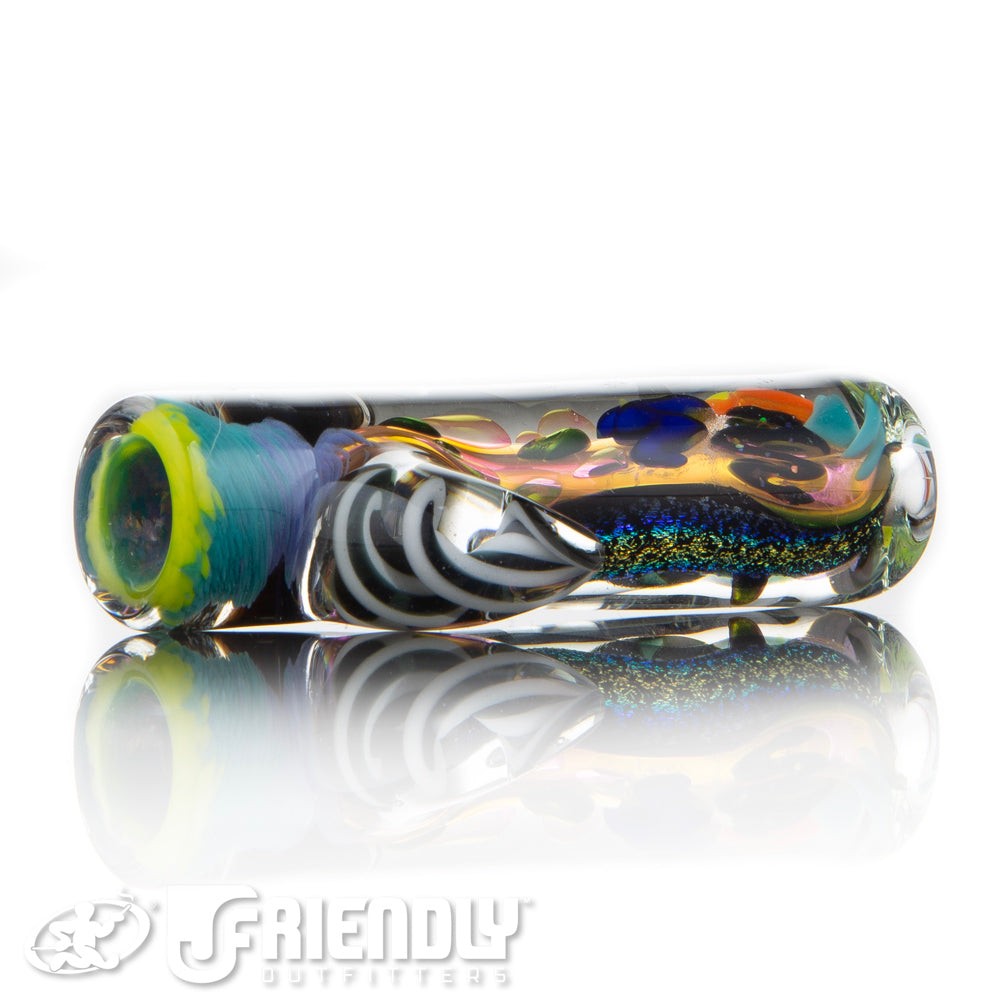 Oregon J Glass Thick Fumed Dichro Aqua and Lime Chillum #27