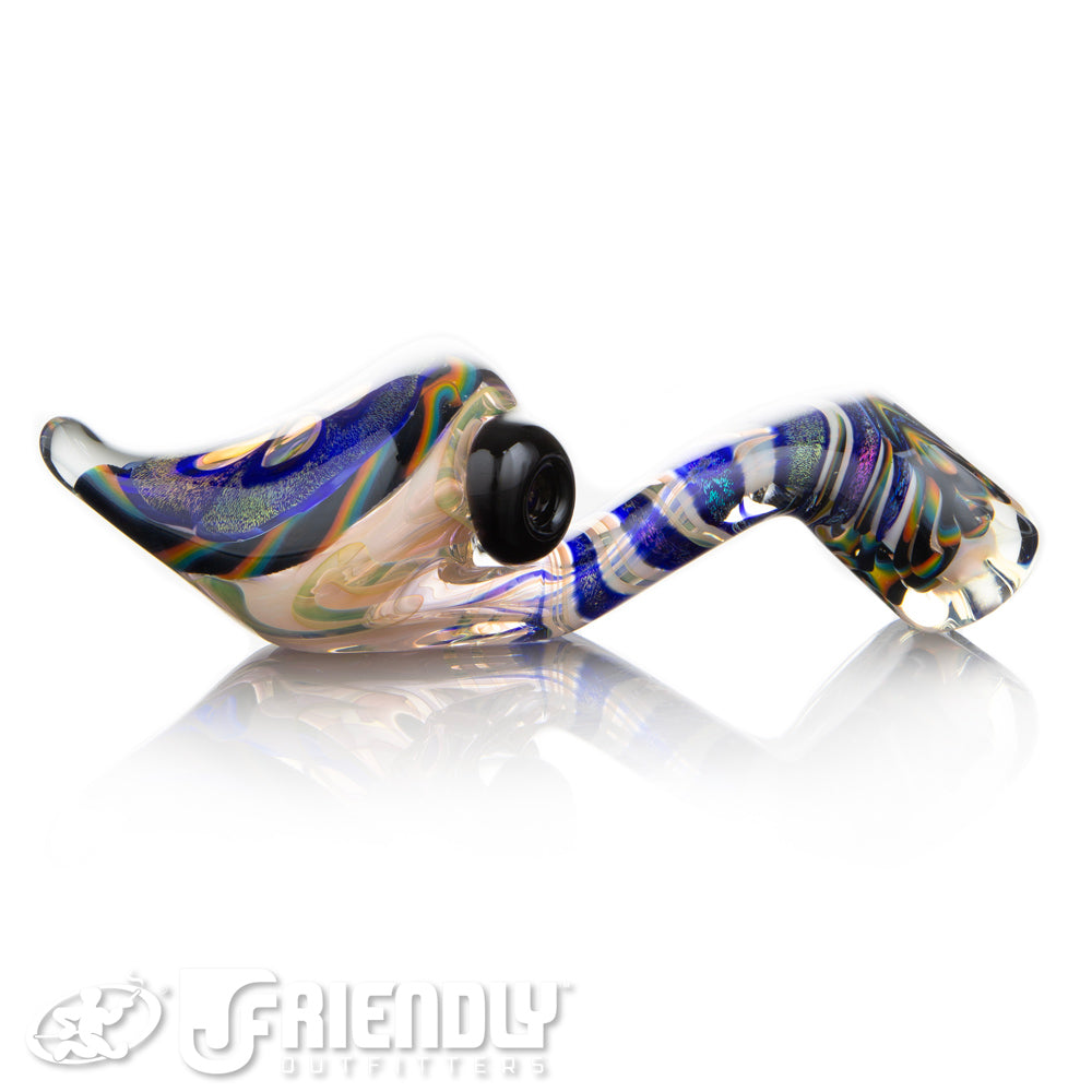Talent Glass Tear Drop Dichro Flower Sherlock w/ Rainbow Accents
