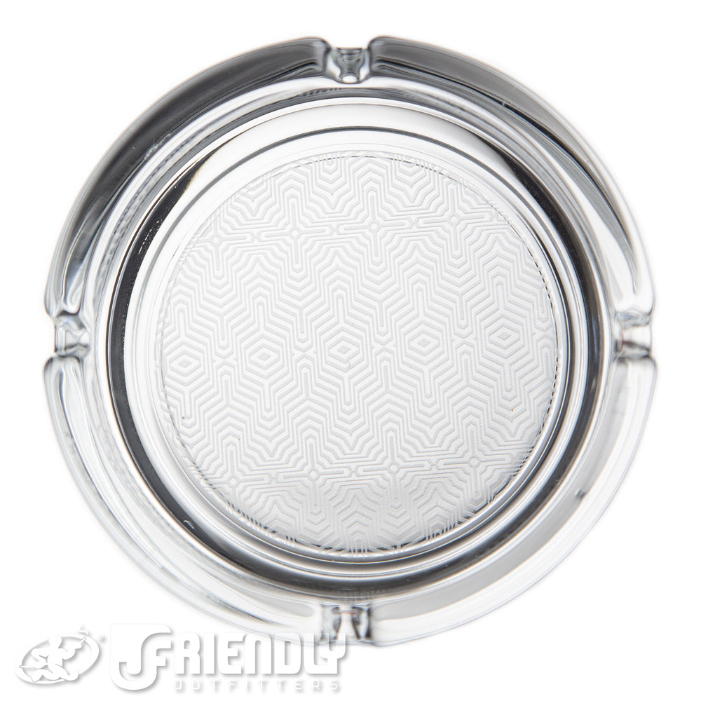 Sovereignty Glass Circular Ashtray w/ Blasted Pattern #4