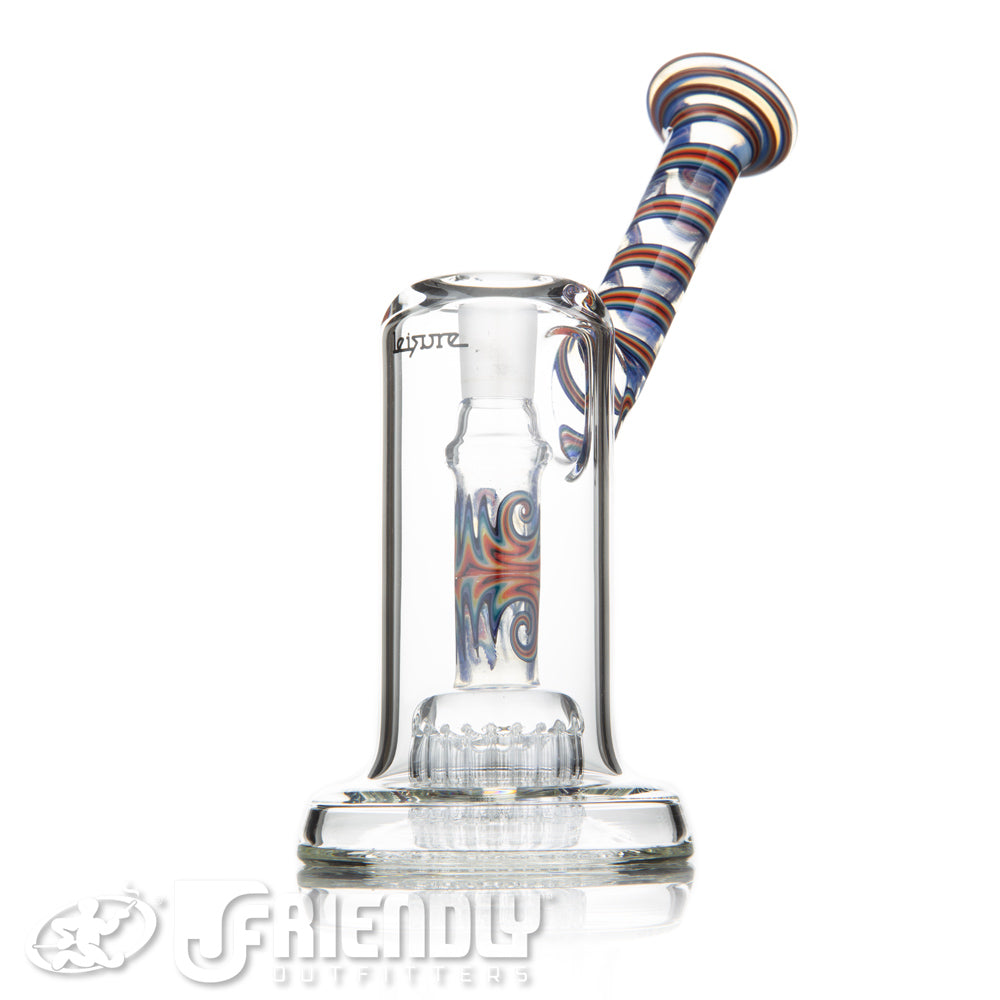 Leisure Glass Worked 14mm Mini 20 Arm Bubbler w/ Rainbow Swirl Neck & Wigwag Stem