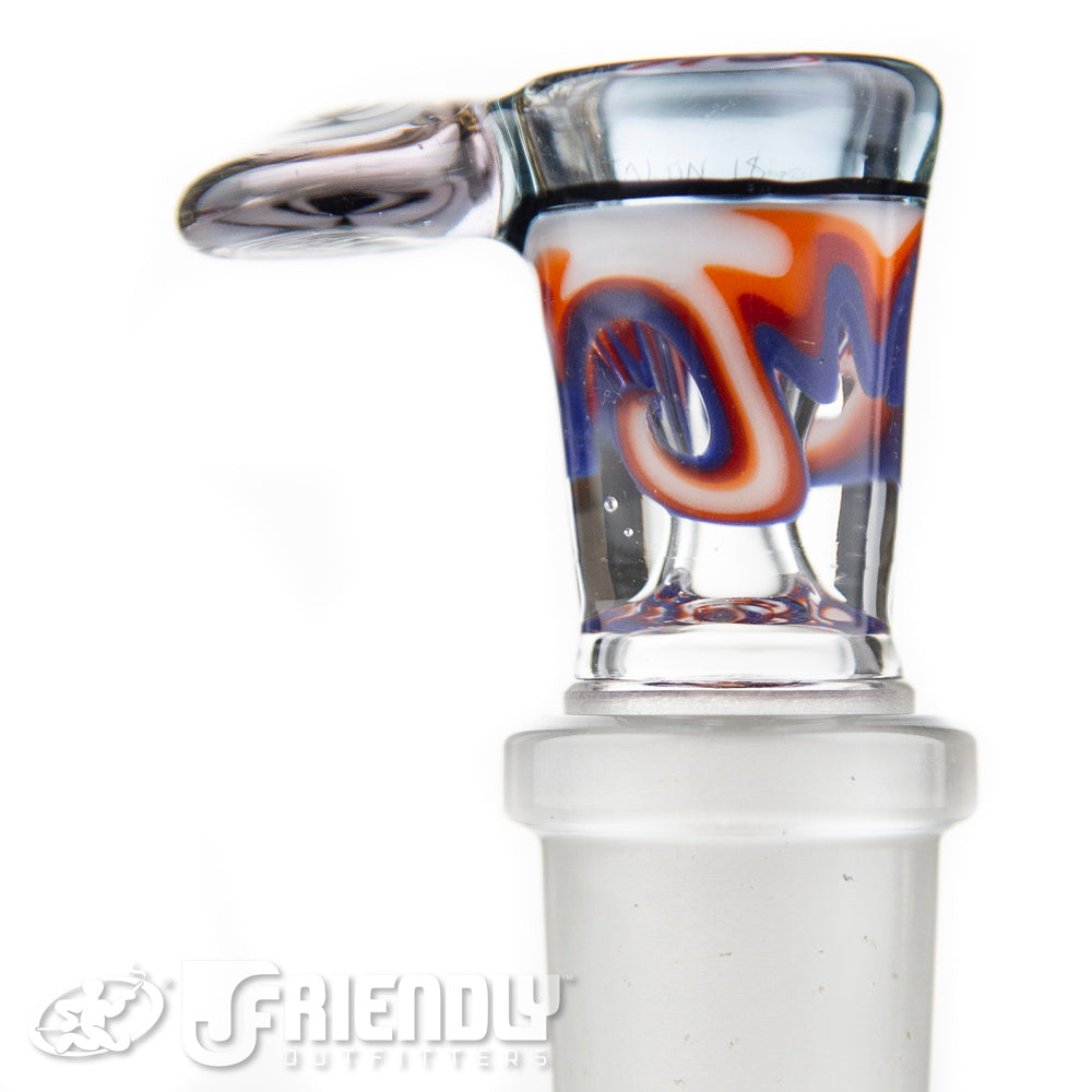 Talon Glass 18mm Blue, Red & White Wig Wag Slide