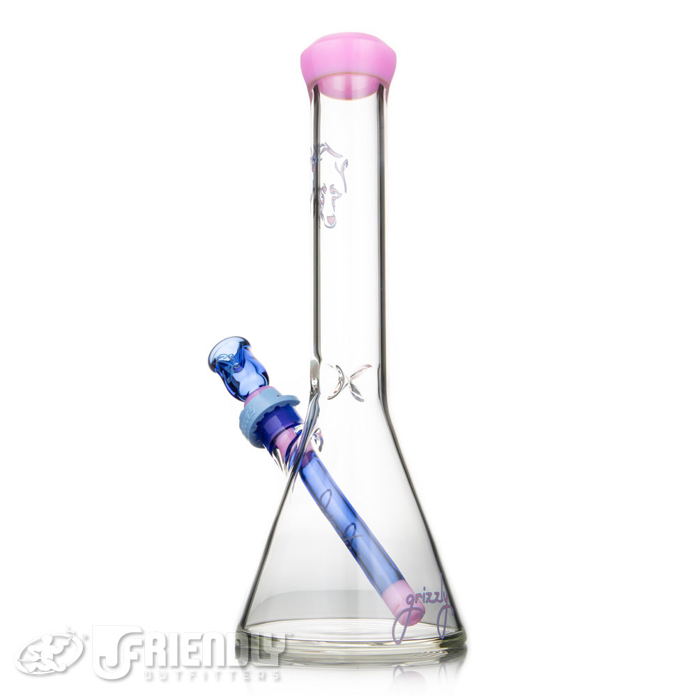 Grizzly Glass Co 5mm Mini Beaker w/Blue and Pink Accents