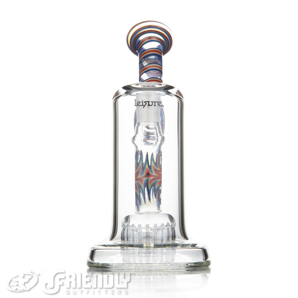 Leisure Glass Worked 14mm Mini 20 Arm Bubbler w/ Rainbow Swirl Neck & Wigwag Stem