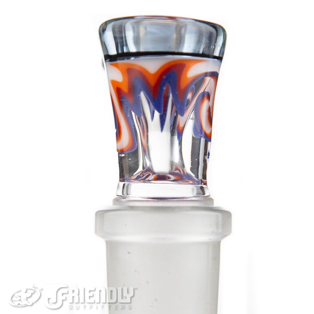Talon Glass 18mm Blue, Red & White Wig Wag Slide