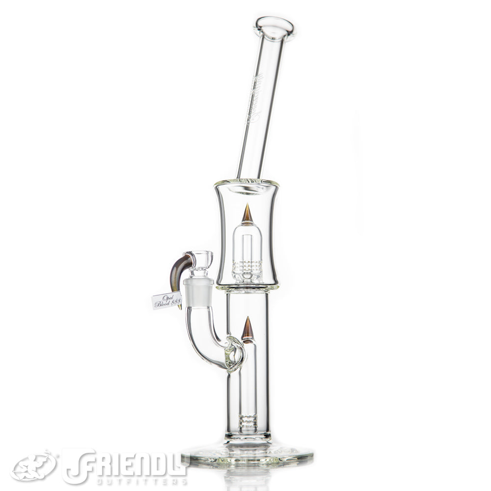 Sovereignty Glass Fixed Stem 360 to Mini Grid Dome Bent Neck w/ Opal Blood $$$ Accents