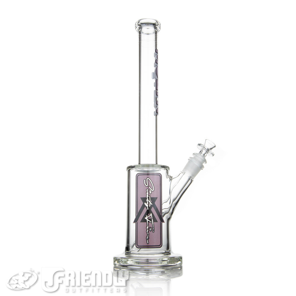 Moltn Glass 65 Removable Downstem Short Body Tube w/ Purple & Black Label