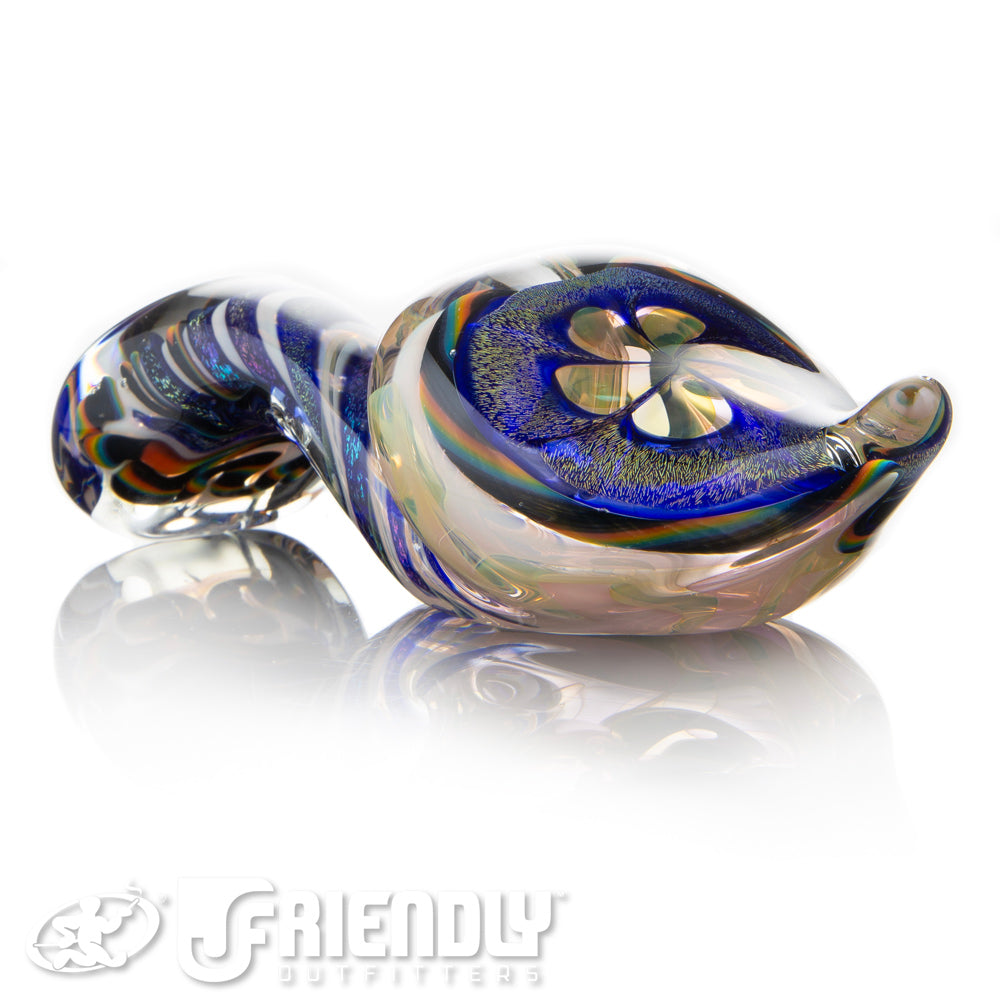 Talent Glass Tear Drop Dichro Flower Sherlock w/ Rainbow Accents