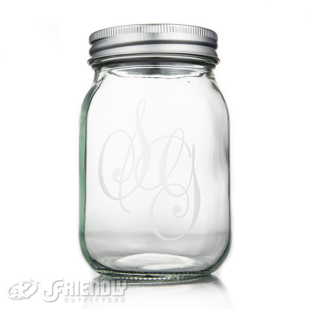 Mason Drinking Jar 16 oz with Logo