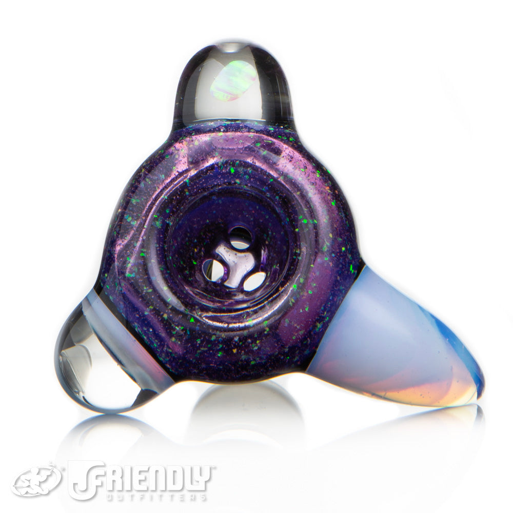 Oregon J Glass 18mm Three Hole PurpleStriped Dichro Bowl  Slide #24