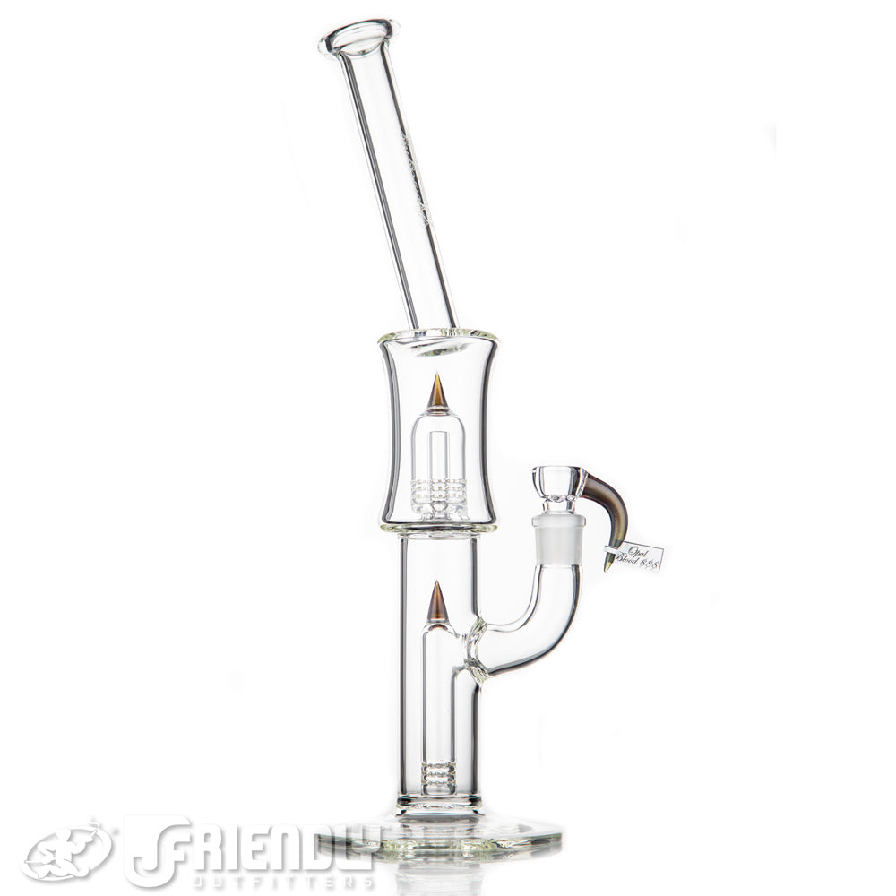 Sovereignty Glass Fixed Stem 360 to Mini Grid Dome Bent Neck w/ Opal Blood $$$ Accents