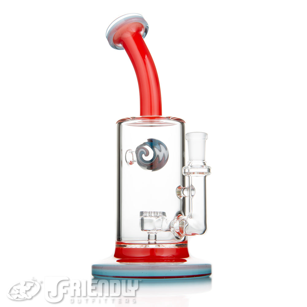 Toro Glass 10mm Jet Perc w/Full Color Neck and Foot w/Red White and Blue Wig Wag Splash Guard